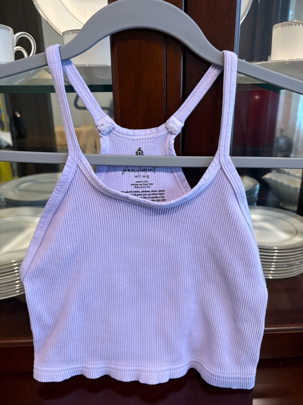 Free People Lilac Ribbed Cropped Cami